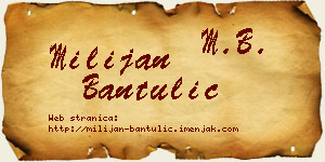 Milijan Bantulić vizit kartica